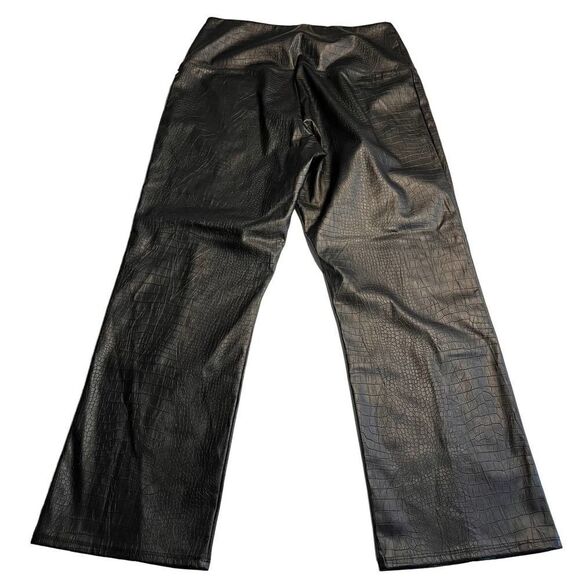 NEW Joie Vegan Faux Leather Crocodile Style Tummy Control Black Pants Large - Picture 3 of 11